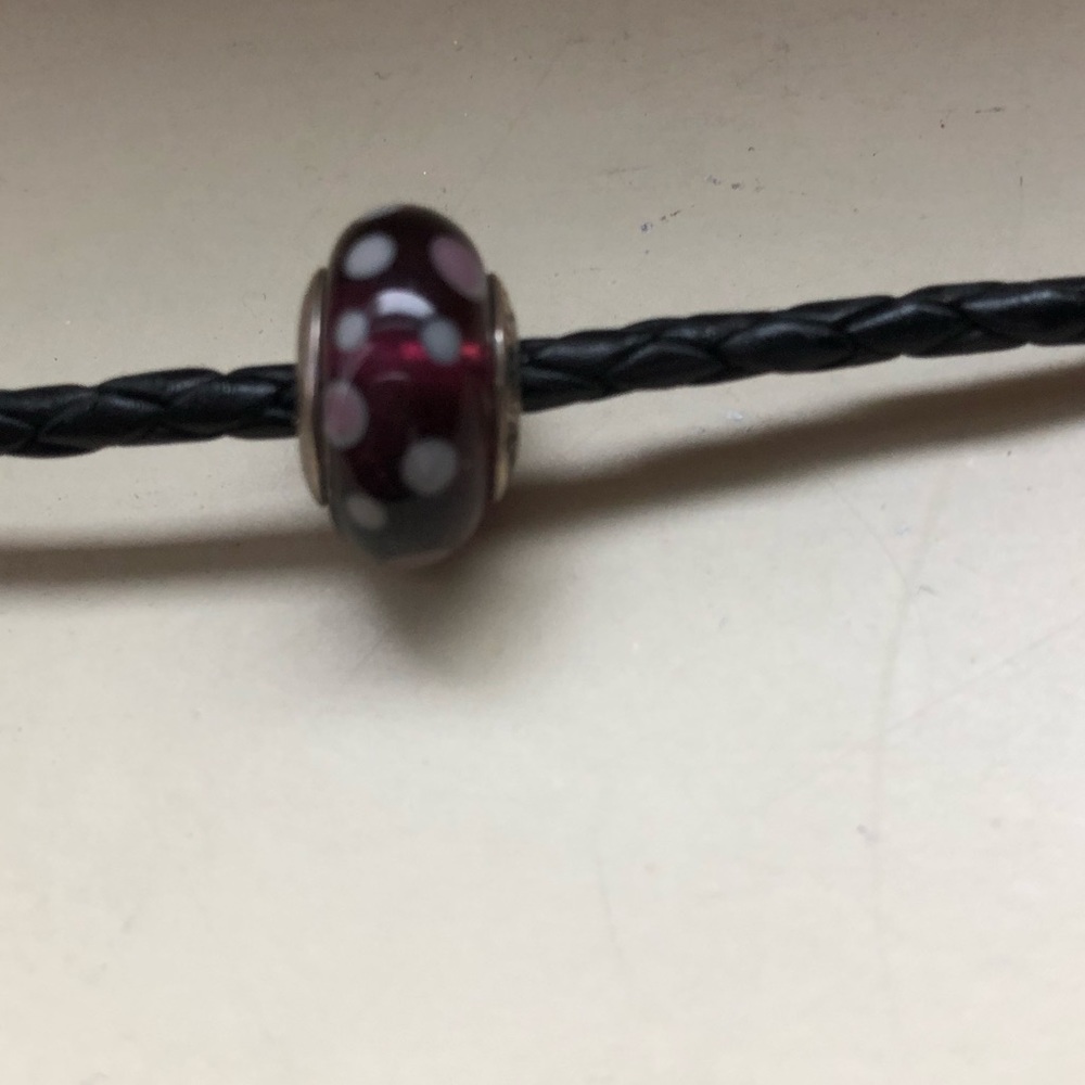 Purple and white dots pandora charm
